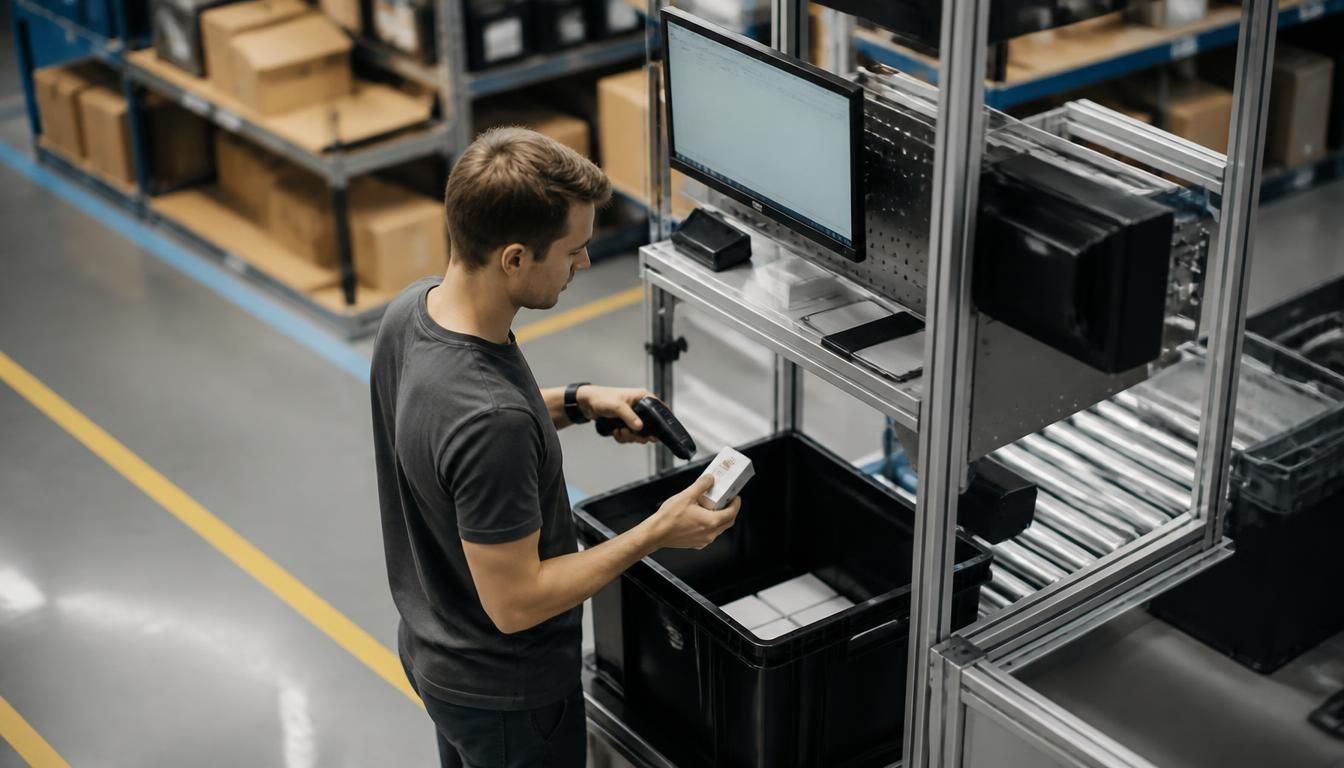 Poste de picking et préparation de commandes en entrepôt